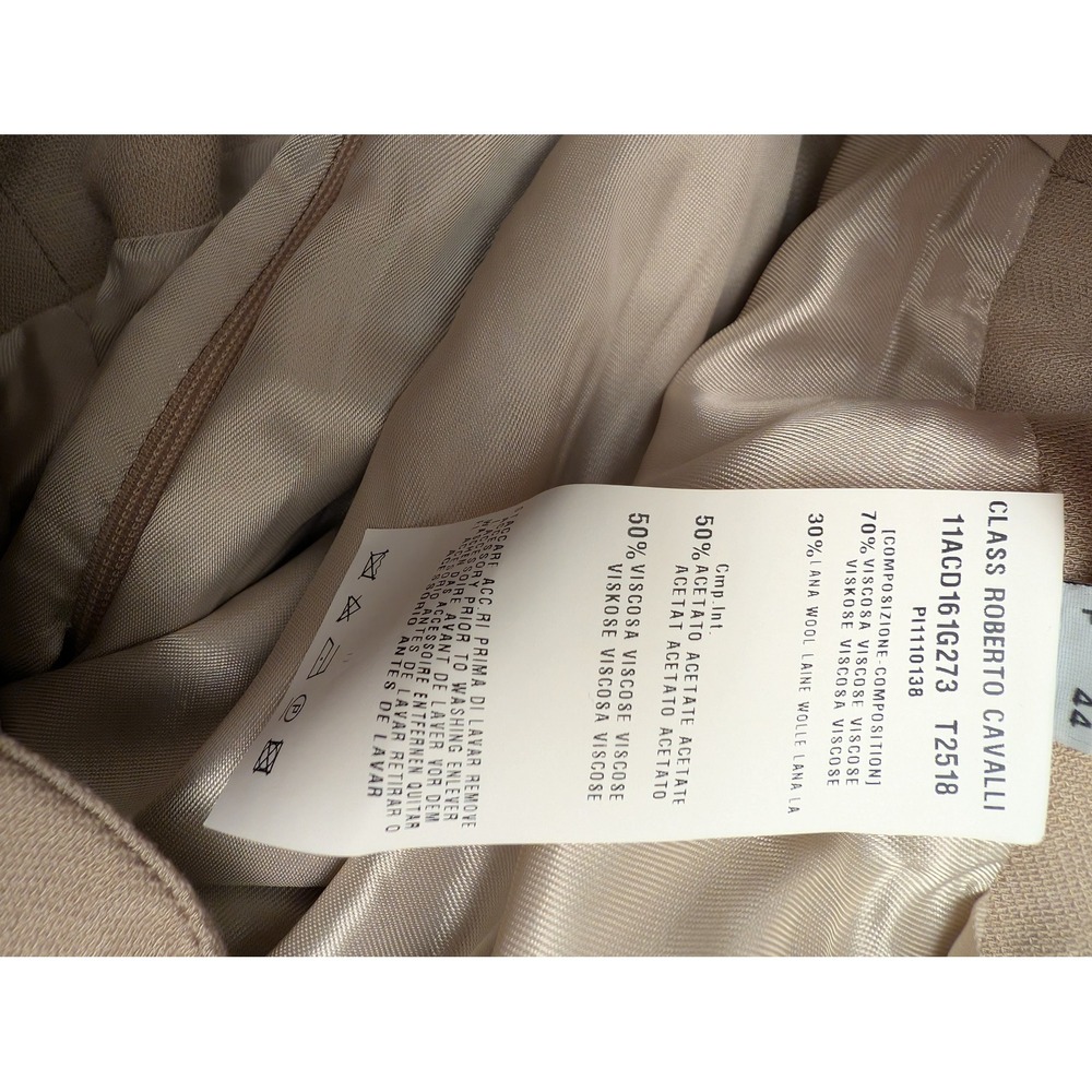 Vintage Class Roberto Cavalli Beige Pleated Belted Skirt Knee Length Wool Blend - Picture 6 of 8